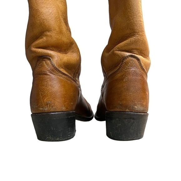Vintage Wrangler Cowboy Western  Brown Boots Men's SZ 8.5D Tan Leather - Picture 5 of 9